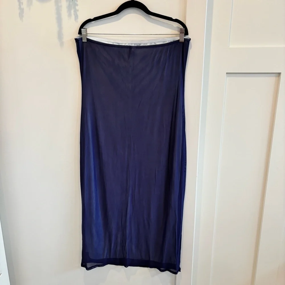 Wild Fable Women's Blue Mesh Fully Lined Strapless Midi Dress NWT Size XL
